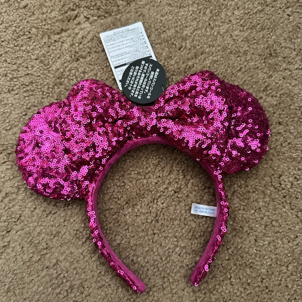Disney Pink Sequin Minnie Mouse Ears Headband